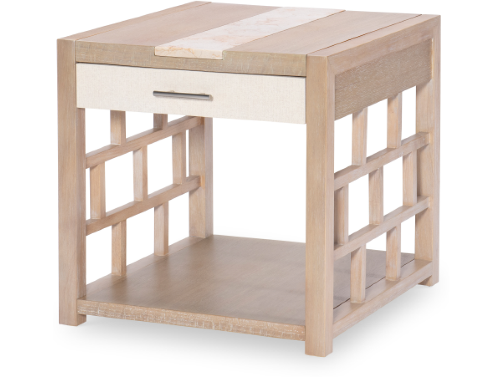 Square End Table w/ Travertine Insert