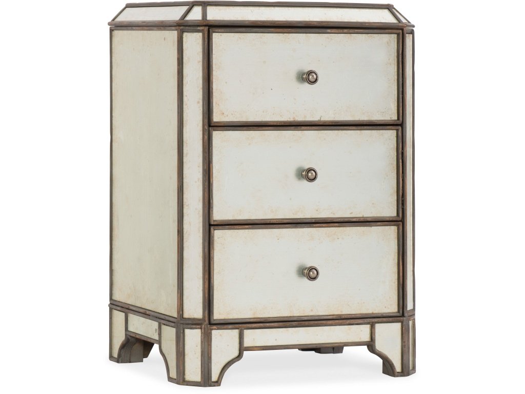 Arabella Mirrored Three-Drawer Nightstand