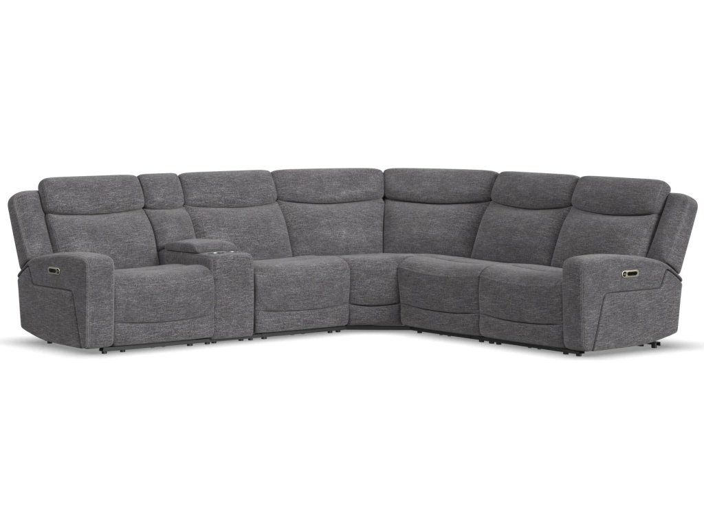 Ridge Granite Fabric Power Reclining Sectional with Power Headrests
