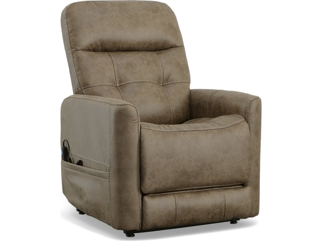 Kenner Sand Fabric Power Lift Recliner with Power Headrest & Lumbar