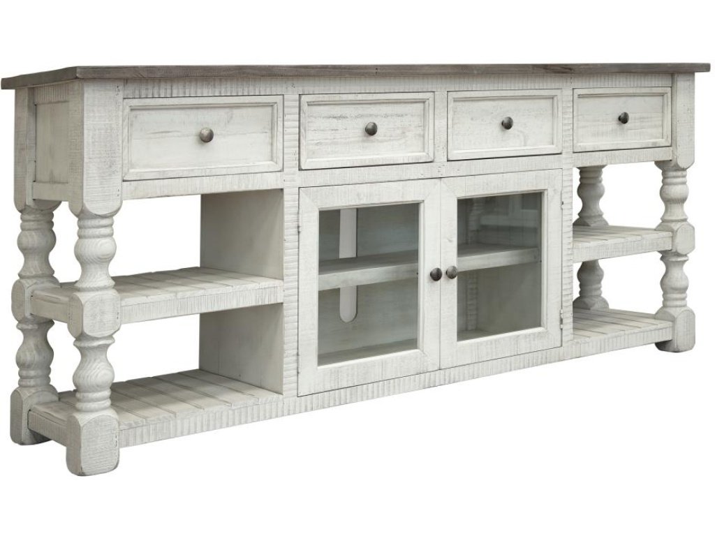 4 Drawer 2 Glass Doors 80" TV Stand