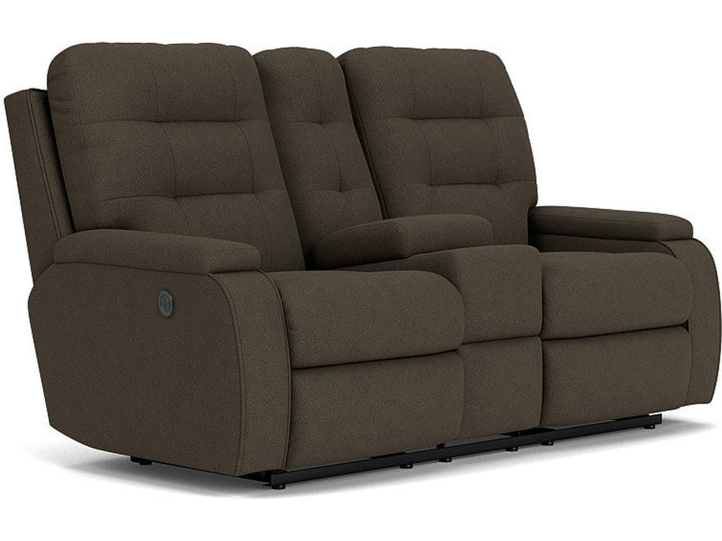 Kerrie Fabric Power Reclining Loveseat with Console