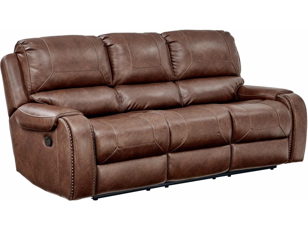 PRI Dual Recliner Sofa with Dropdown Charging Console in Mesquite Brown