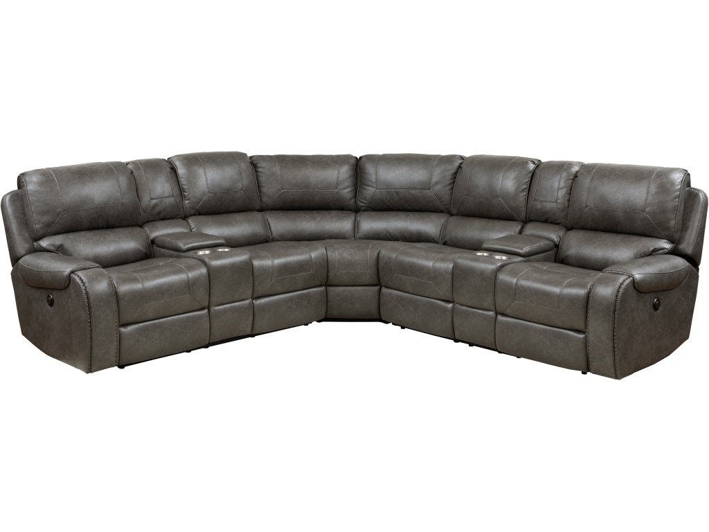 PRI 3 PC Glider Recliner Sectional in Oxford Steel