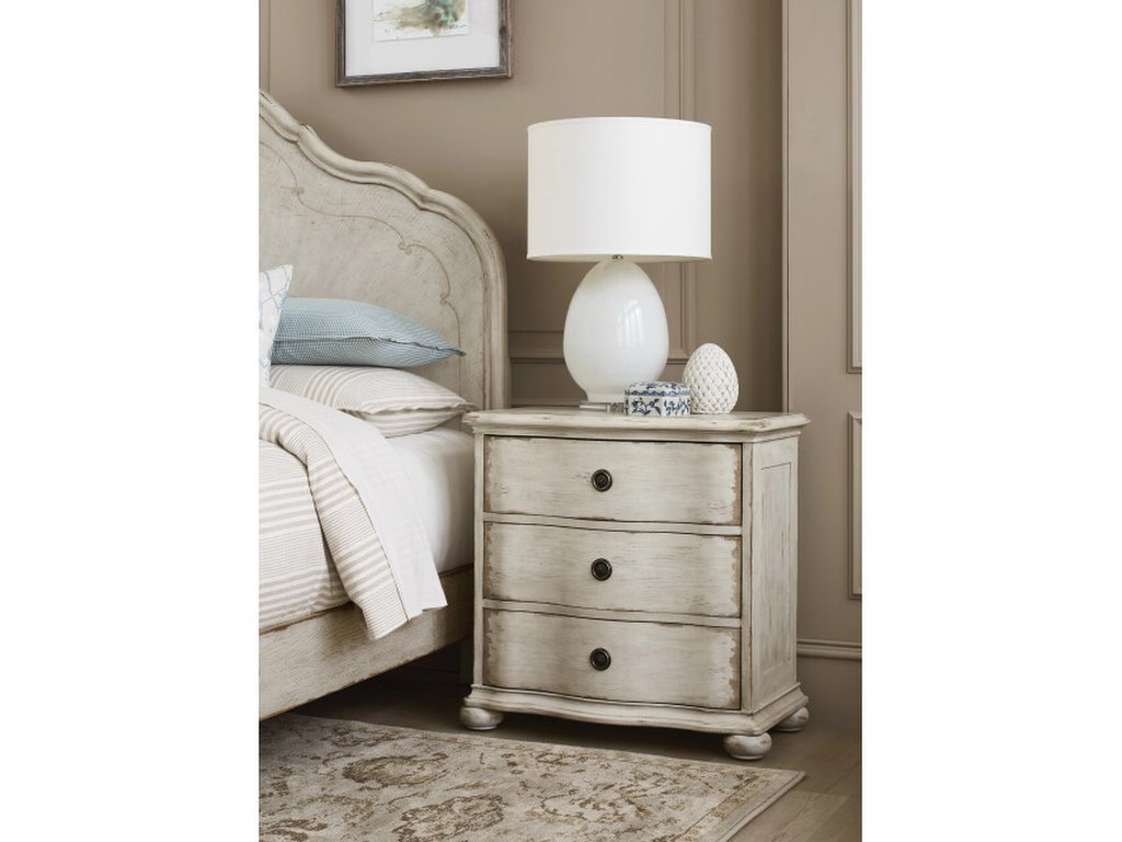Helene Three Drawer Nightstand - Creme