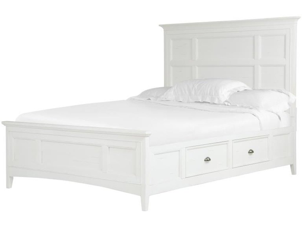 Complete Queen Panel Bed with Storage Rails