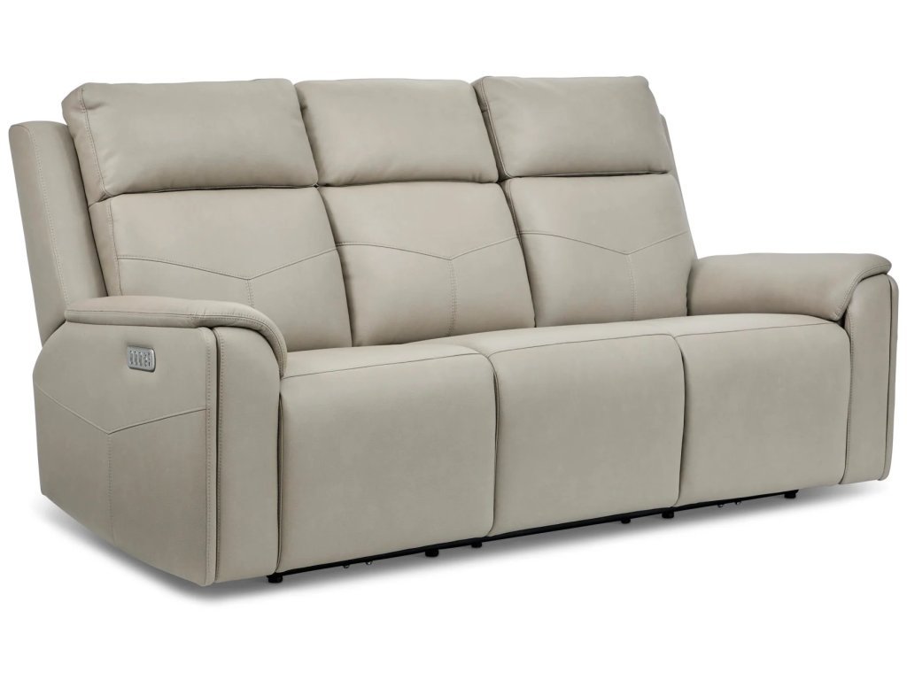 Vernon Vinyl Power Reclining Sofa with Console, Power Headrest, Lumbar, Heat & Massage