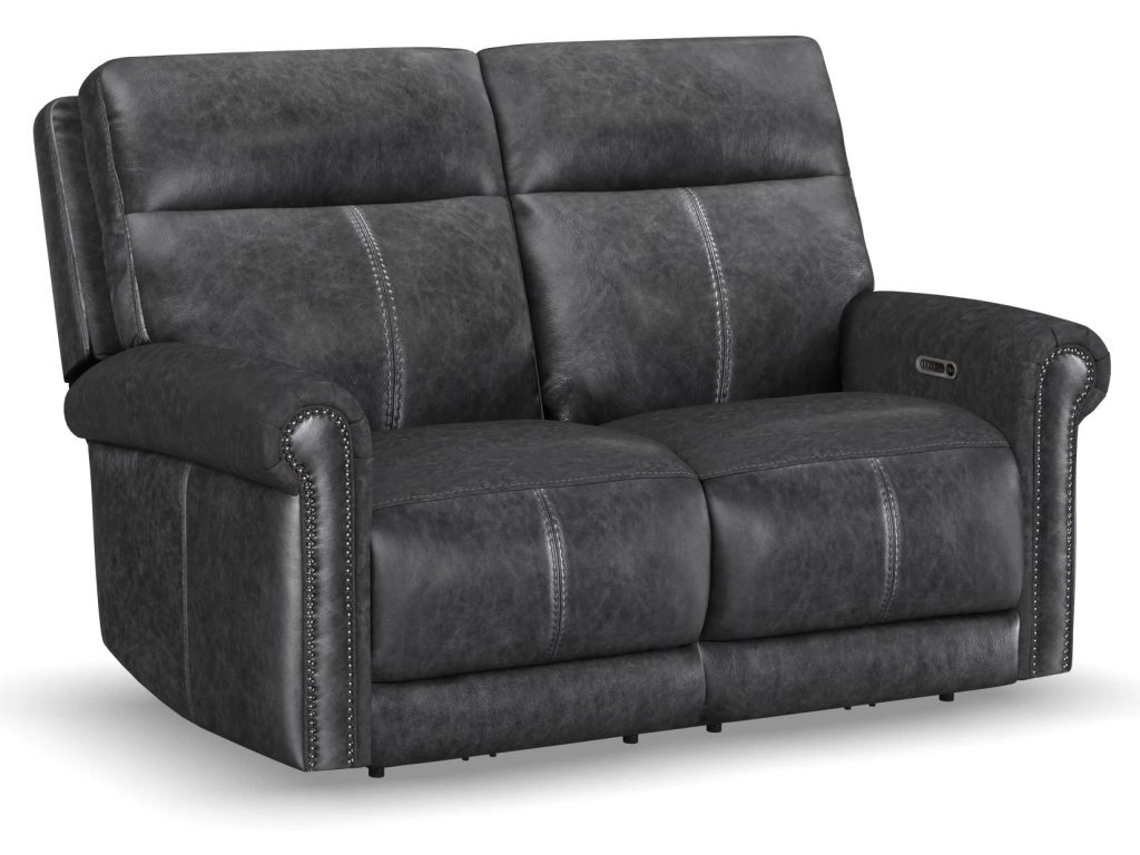 Alexander Leather Power Reclining Loveseat with Power Headrest & Lumbar