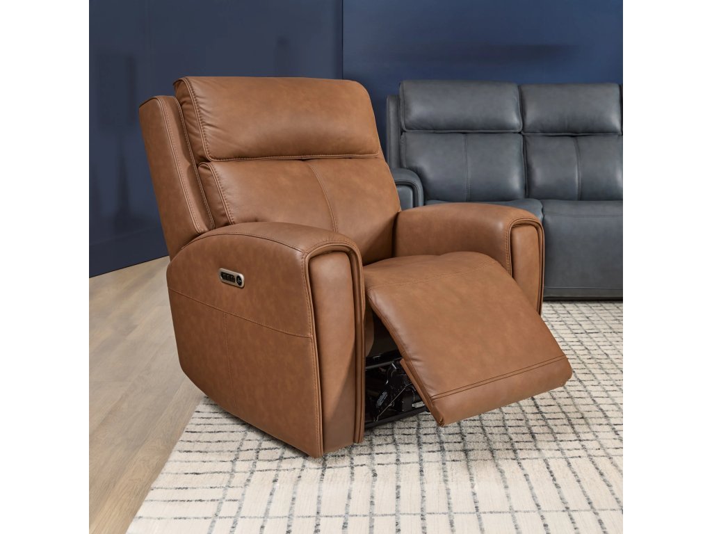 Warren Leather Power Recliner with Power Headrest & Lumbar
