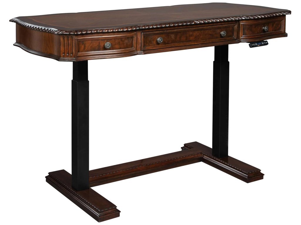 Old World Walnut Burl Adjustable Height Desk