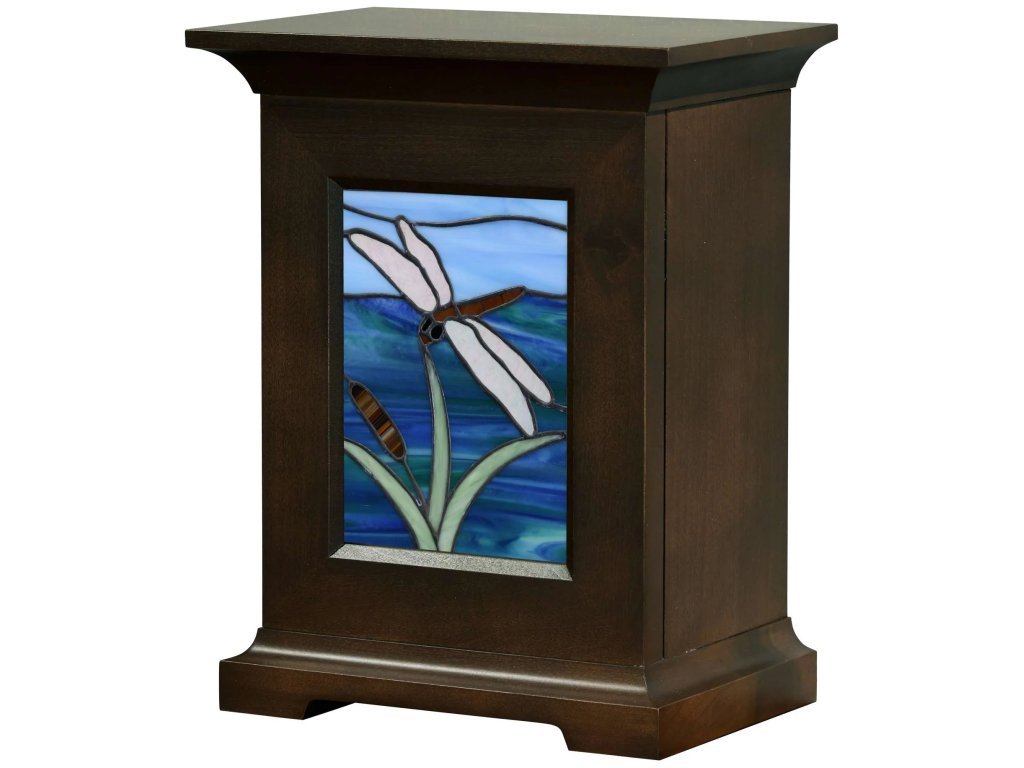 Transitions Urn With Dragonfly Stained Glass Insert