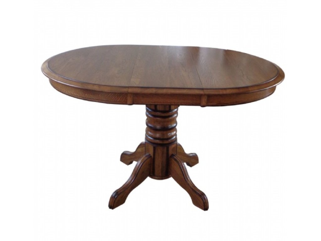 36"" Round Pedestal Dining Table w/ 1 pc 12"Leaf & Empire Feet, Solid Oak Top