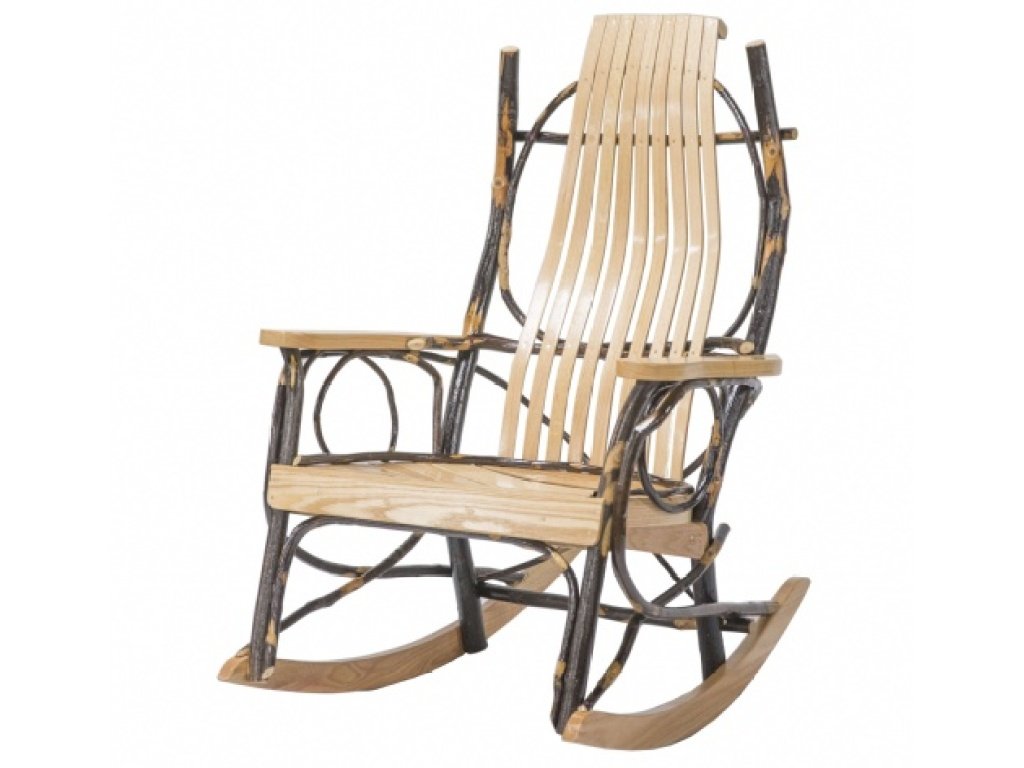 Amish 9-Slat Rocker w/ Oak Arm - Oak / Hickory