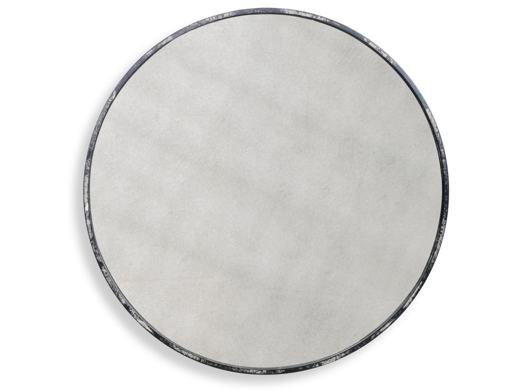 Junius Round Mirror, Antique White