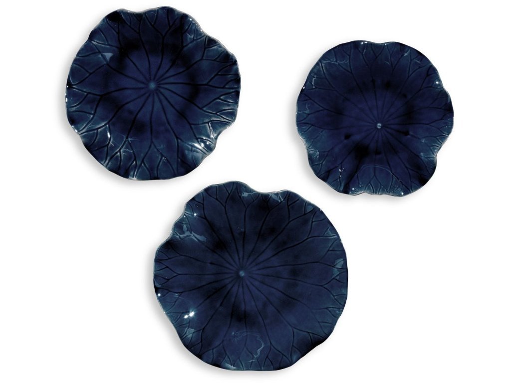 Abella Ceramic Outdoor Wall Decor, Cobalt, S/3