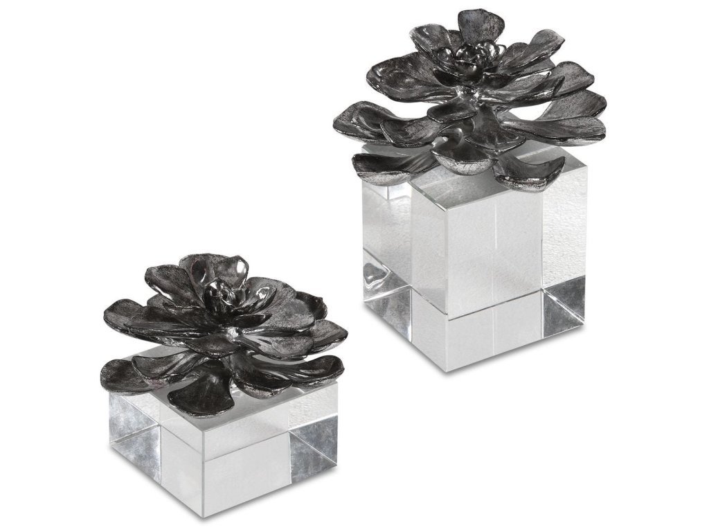 Indian Lotus Sculptures, S/2