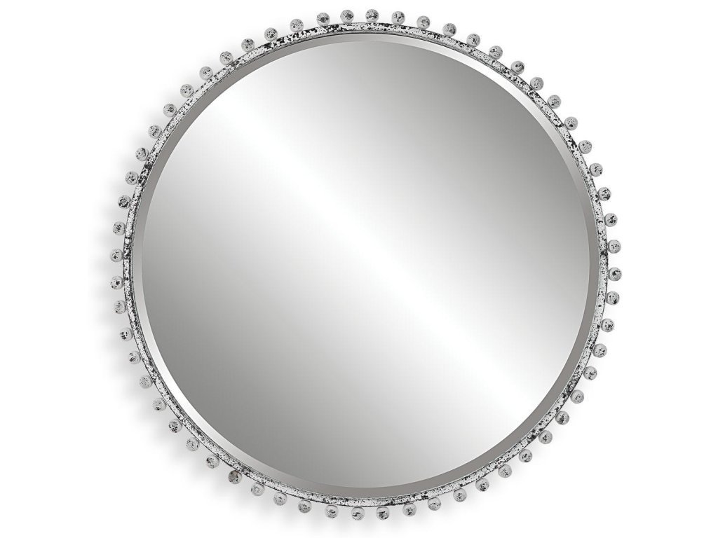 Taza Round Mirror, Antique White