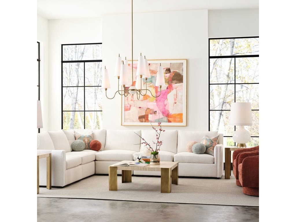 Luxe Sofa - Sectional With Ottoman - Lovely Linen Cream