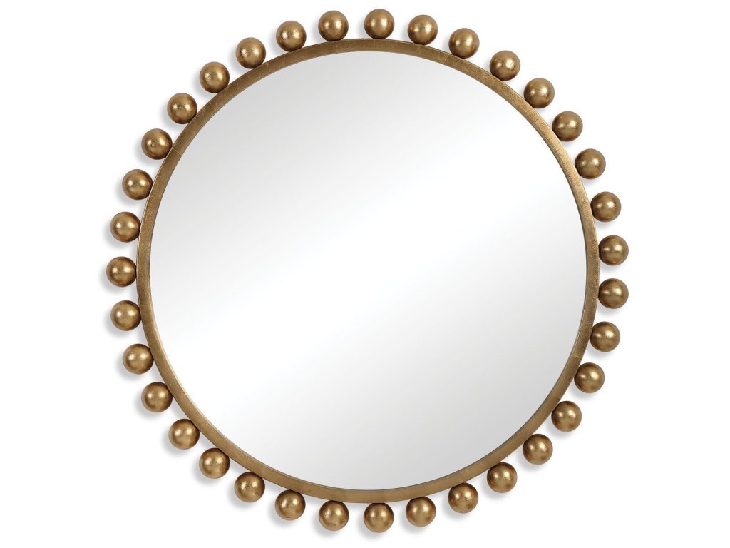 Cyra Round Mirror, Gold