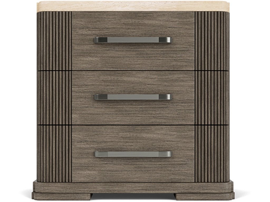 Stone Top Three Drawer Nightstand