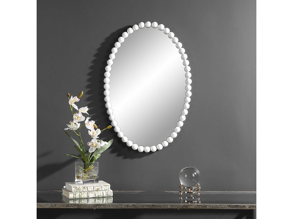 Serna Oval Mirror, White