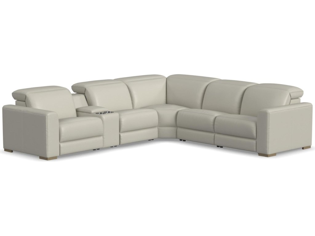 Aurora Leather Power Reclining Sectional with Power Headrests