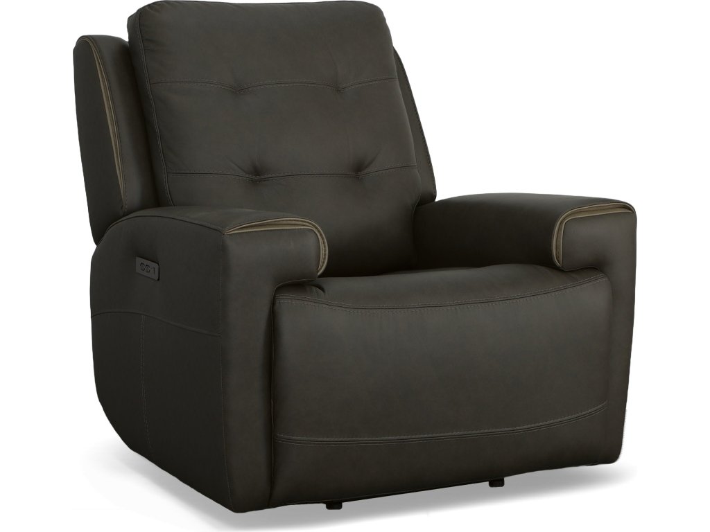 Iris Charcoal Leather Power Recliner with Power Headrest