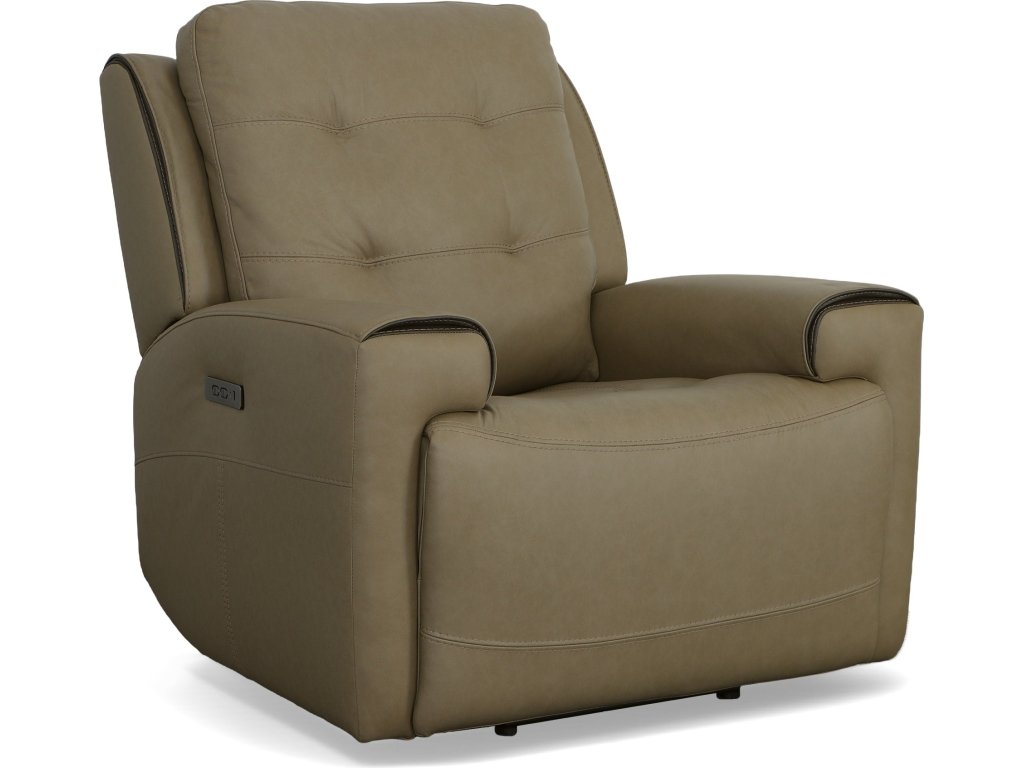 Iris Khaki Leather Power Recliner with Power Headrest