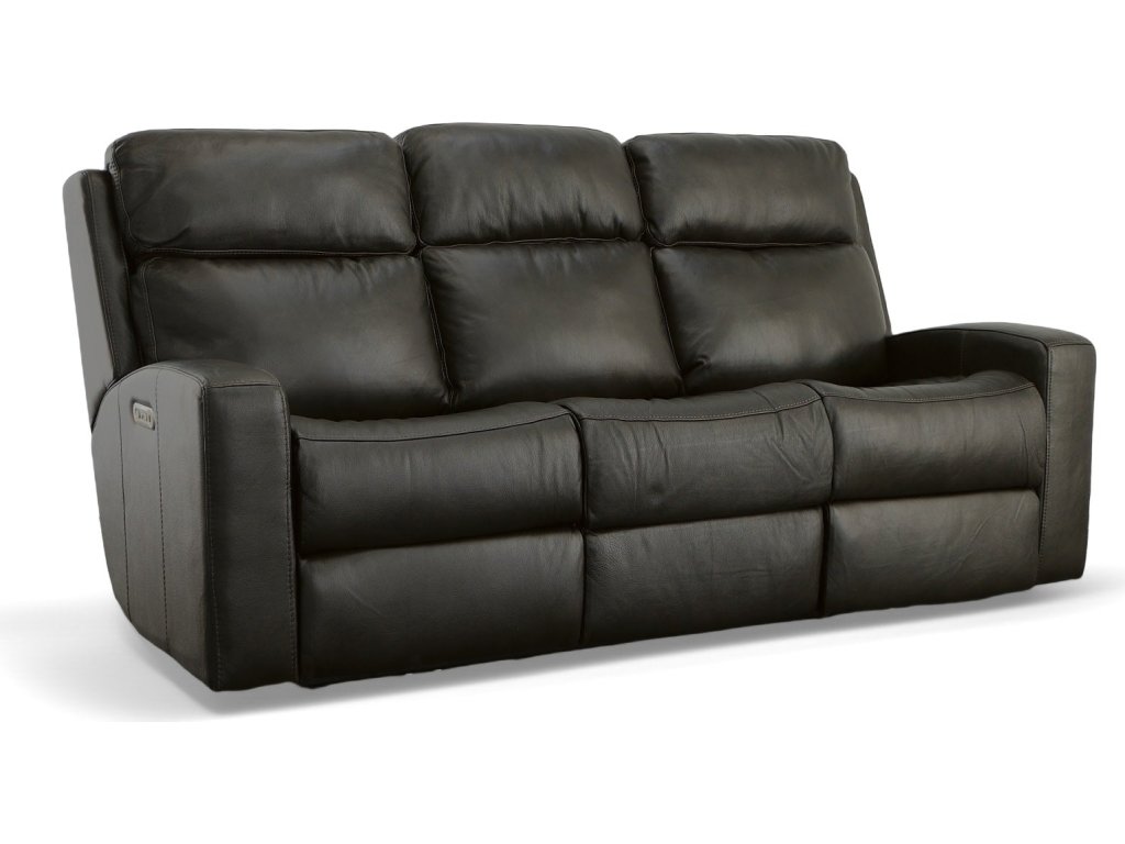 Cody Shadow Leather Power Reclining Sofa with Power Headrests