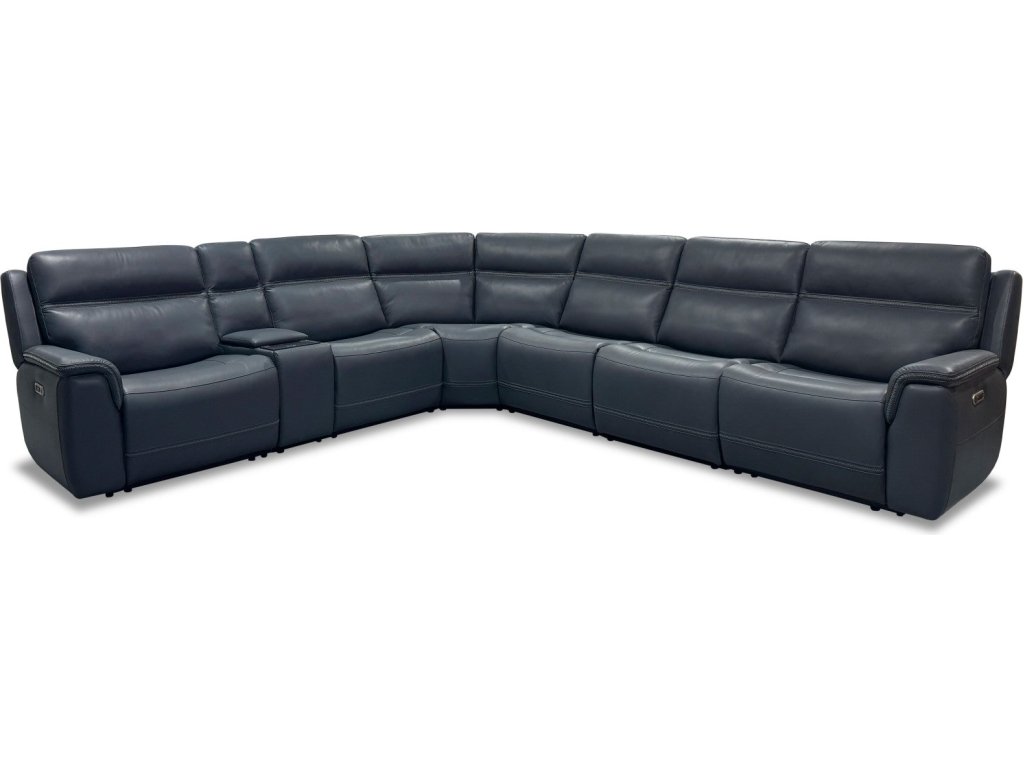 Sawyer Leather Power Reclining Sectional with Power Headrests & Lumbar