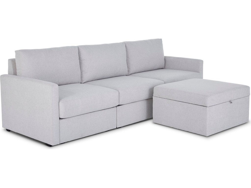 Flex Frost Sofa with Narrow Arm and Storage Ottoman