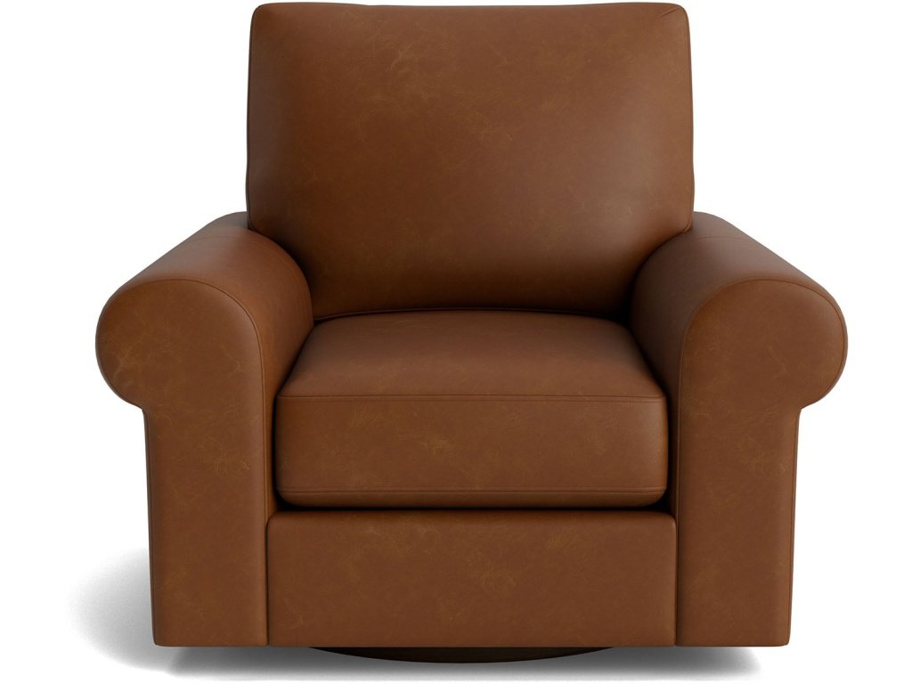 True Custom™ Leather Large Roll Arm Swivel Chair