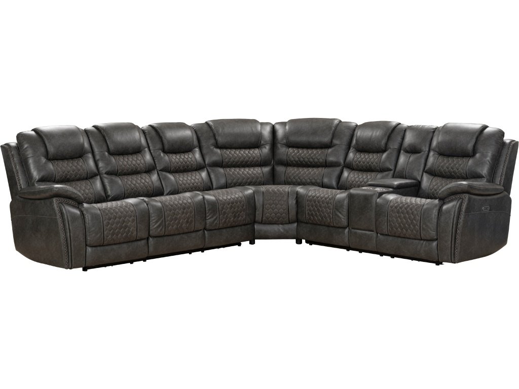 PRI 6 PC Contemporary Sectional Recliner w/ 2 Recliners in Outlaw Steel