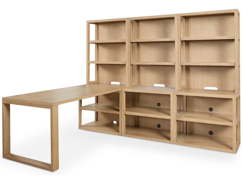 HomeWork Office Desk and 3 Wide Bookshelf Set
