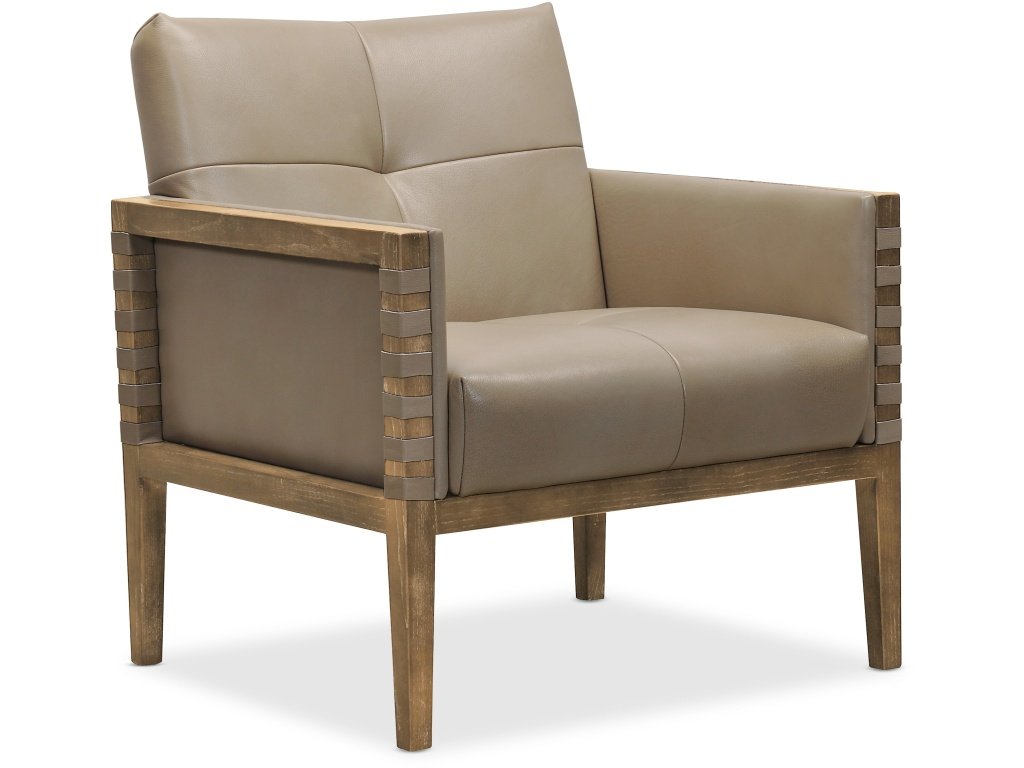 Carverdale Leather Club Chair w/Wood Frame