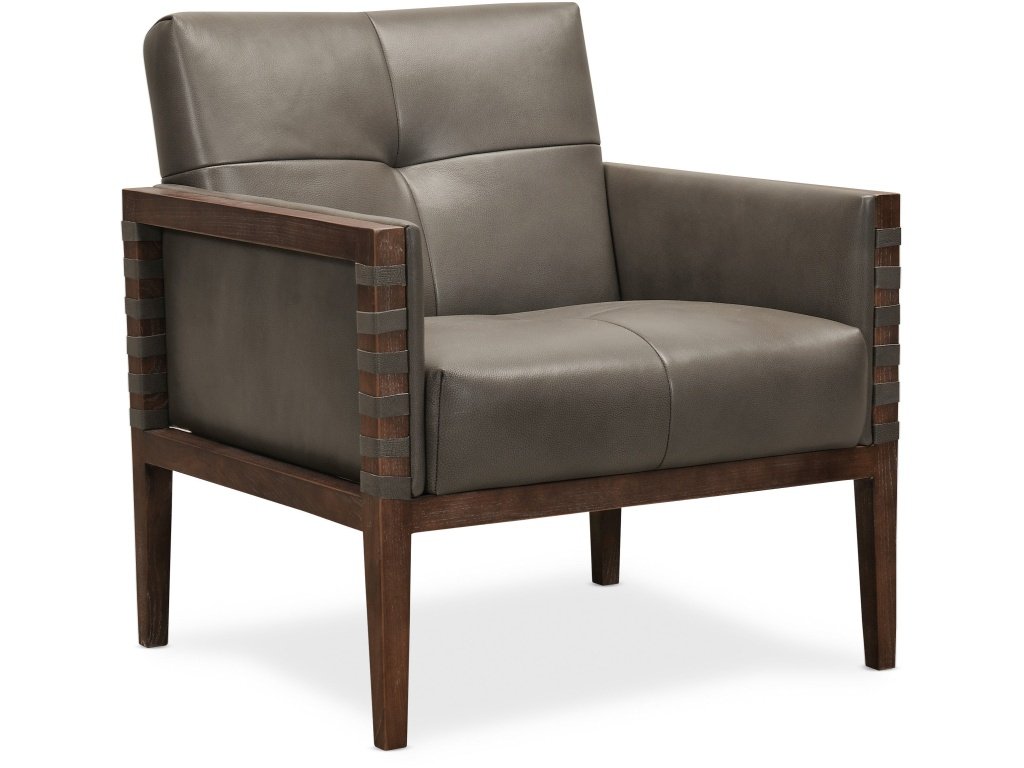 Carverdale Leather Club Chair w/Wood Frame