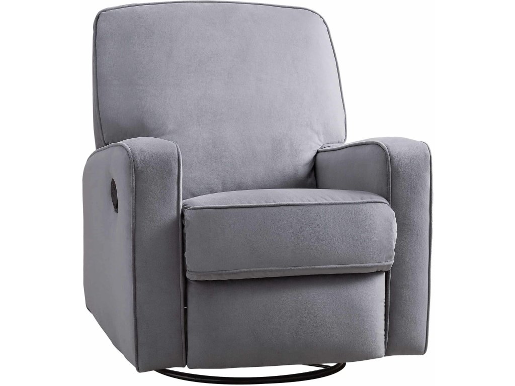 PRI Upholstered Swivel Glider Recliner in Zen Grey