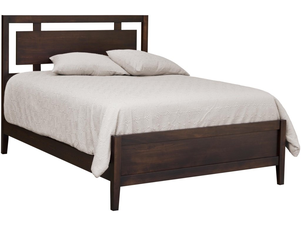 Floating Wood Panel Bed With Footboard Storage
