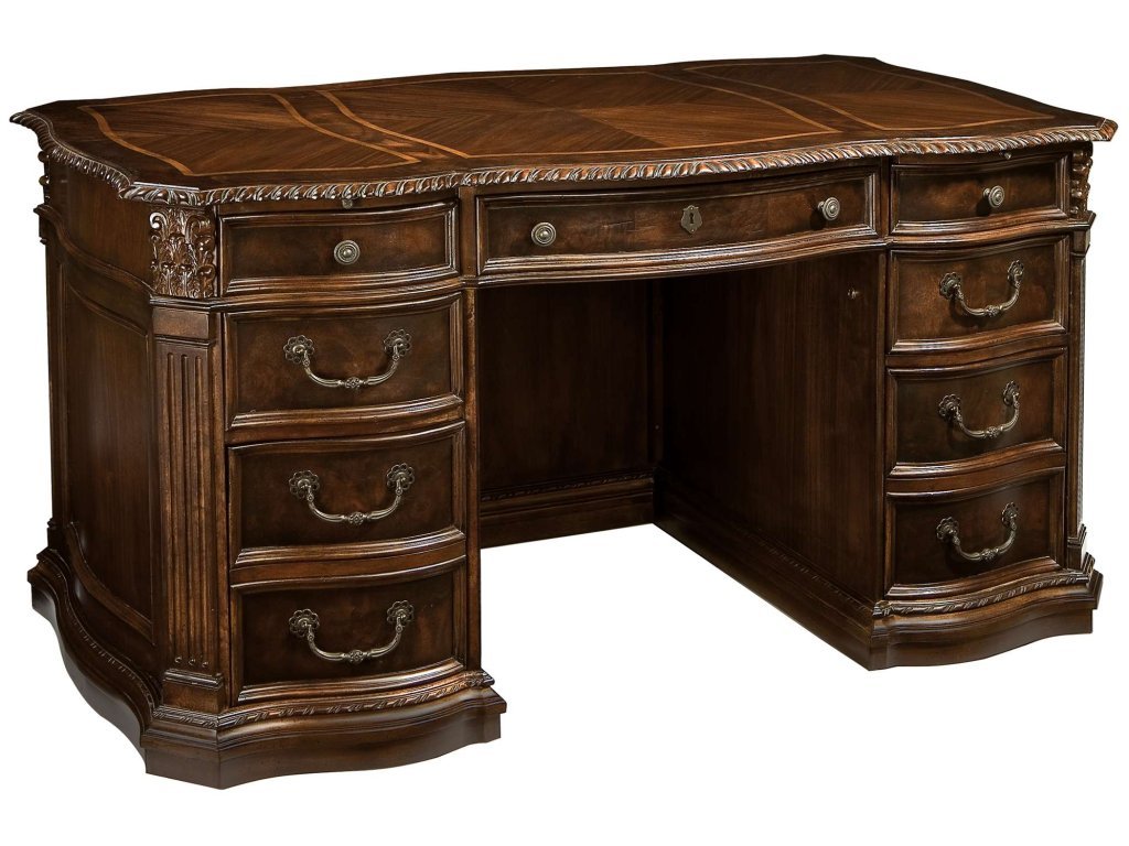 Old World Walnut Burl Junior Executive Desk
