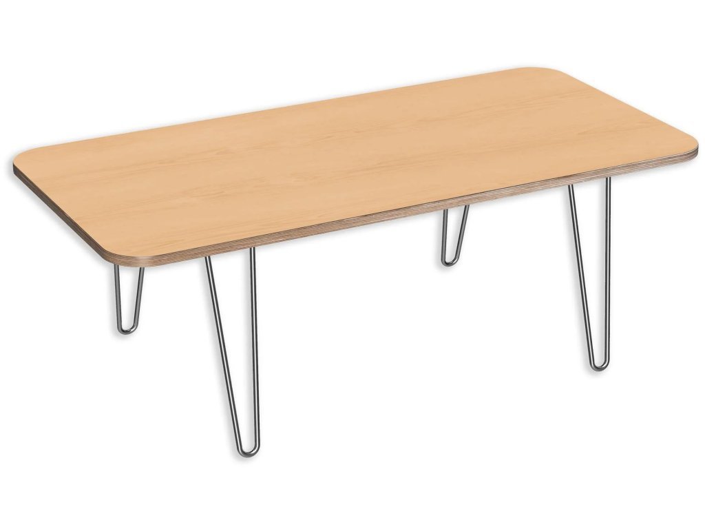 Designerply Radiused Coffee Table: Natural Maple