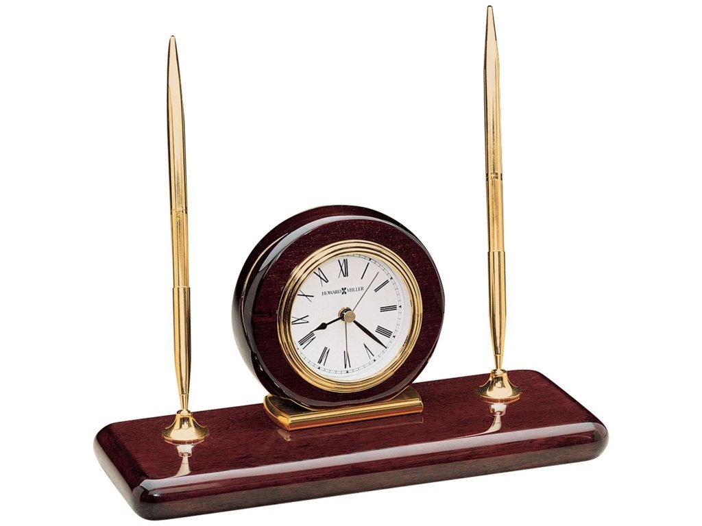 Rosewood Desk Set Tabletop Clock