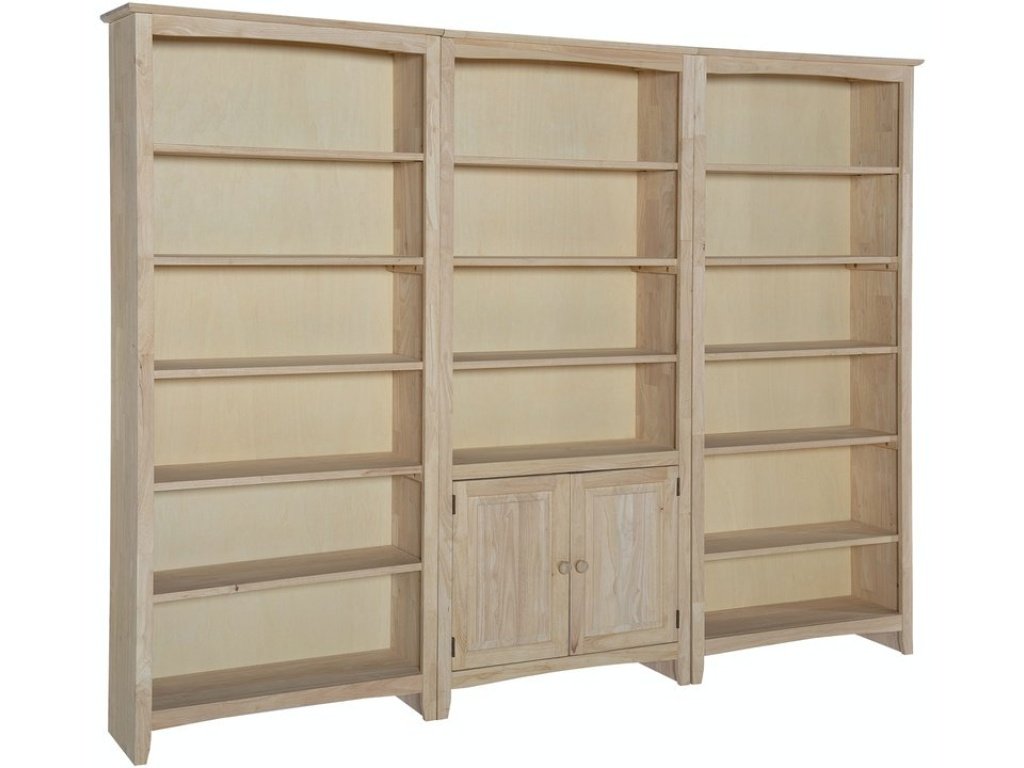 72 Inch High Bookshelfs (x3 bookshelf units) w/pair of bookcase doors